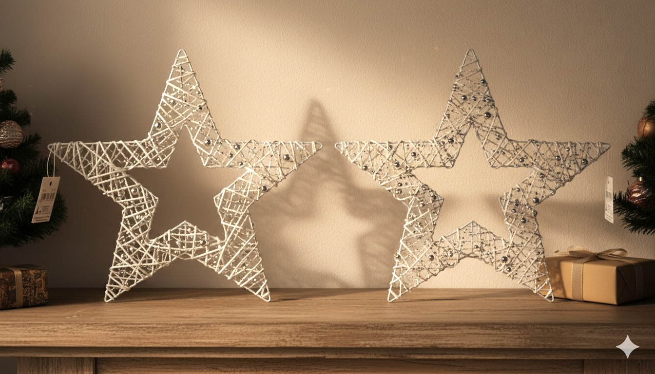 Weihnachtsstern Weiß mit Silberkugeln 2er Set, Dekoration Gerd Rodermund